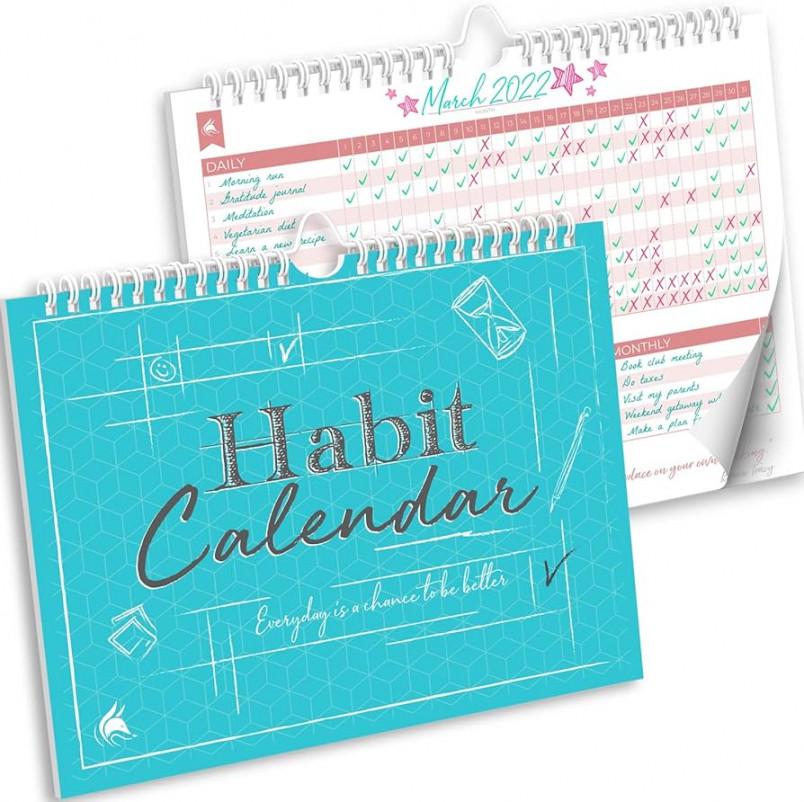 Clever Fox Habit Tracker Calendar – Inspirational Goal Tracker and Habit Calendar for Atomic Habits – Colorful Habit & Goal Planner Journal to Boost