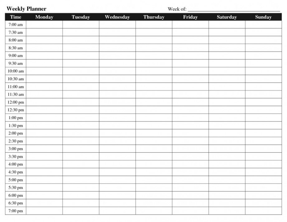 Day Weekly Planner Template Printable Daily calendar template