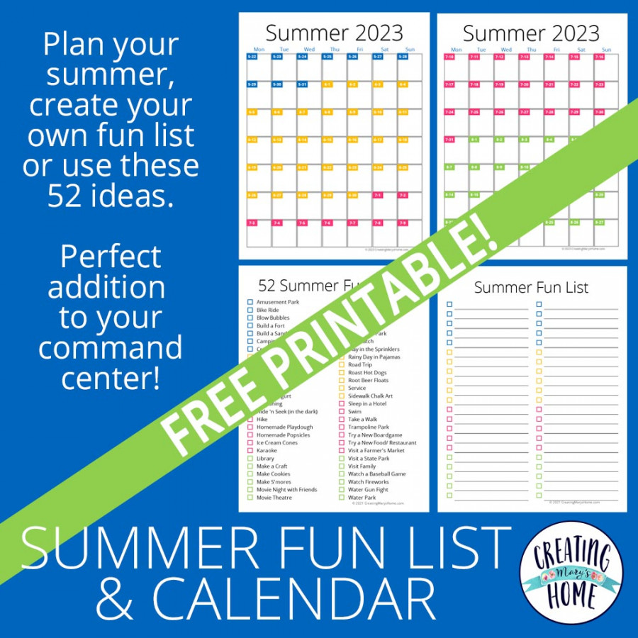 Summer Fun List & Calendar (FREE PRINTABLE
