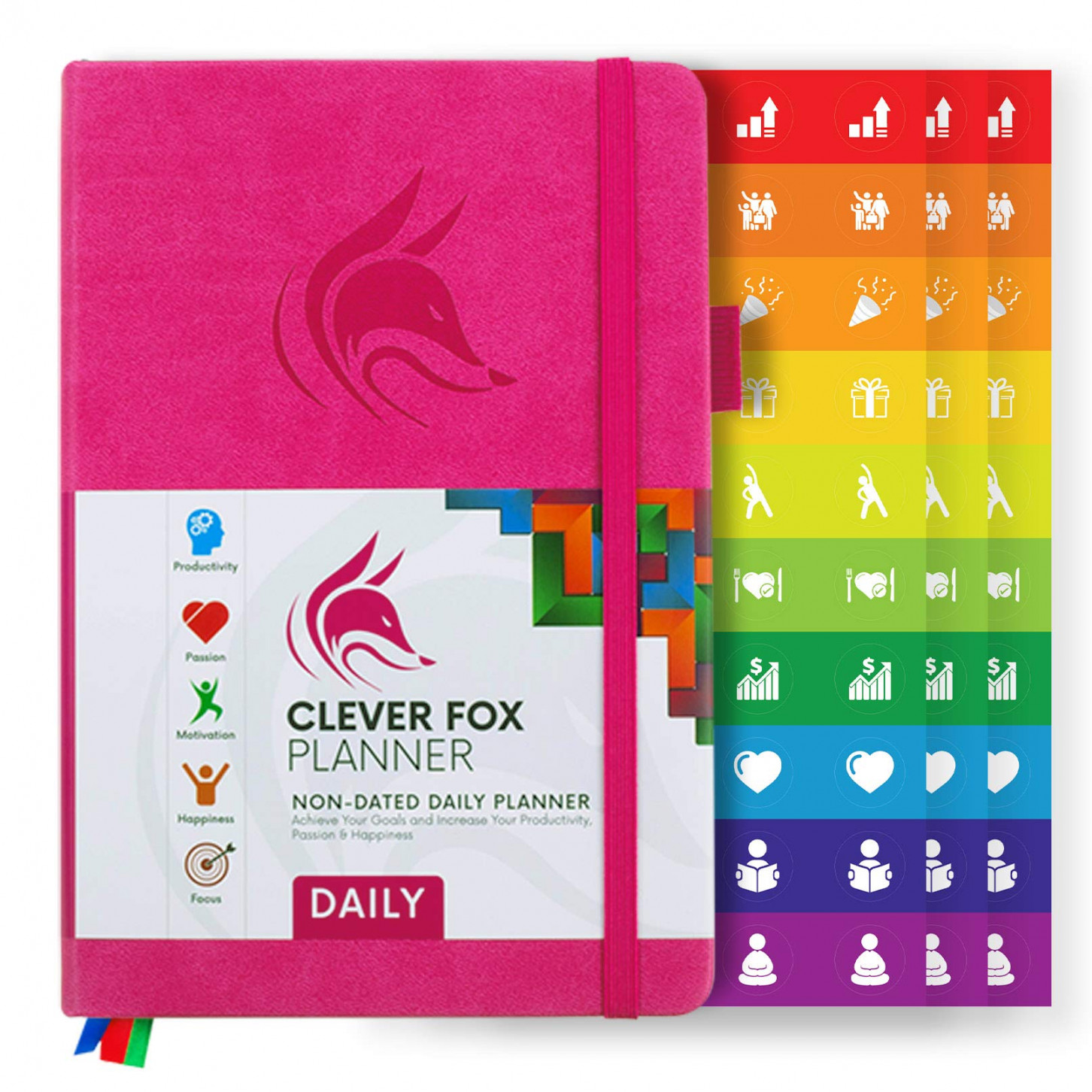 Clever Fox Planner Daily – Undated Agenda & Daily Calendar to Boost Productivity & Hit Your Goals – Gratitude Journal Personal Daily Organizer –