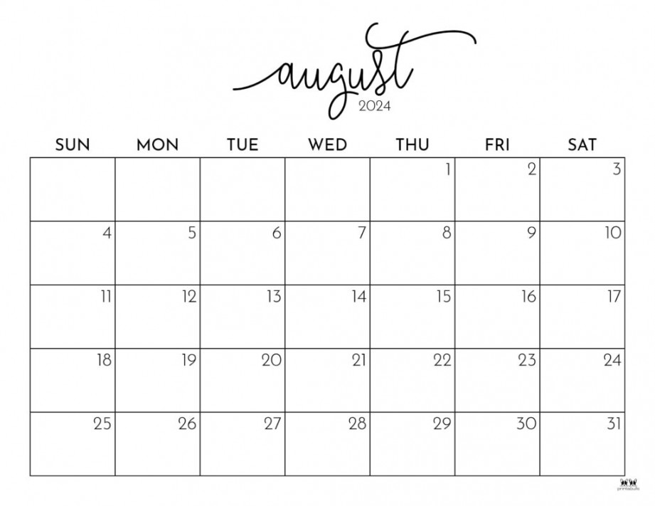 August Calendars FREE Printables Printabulls