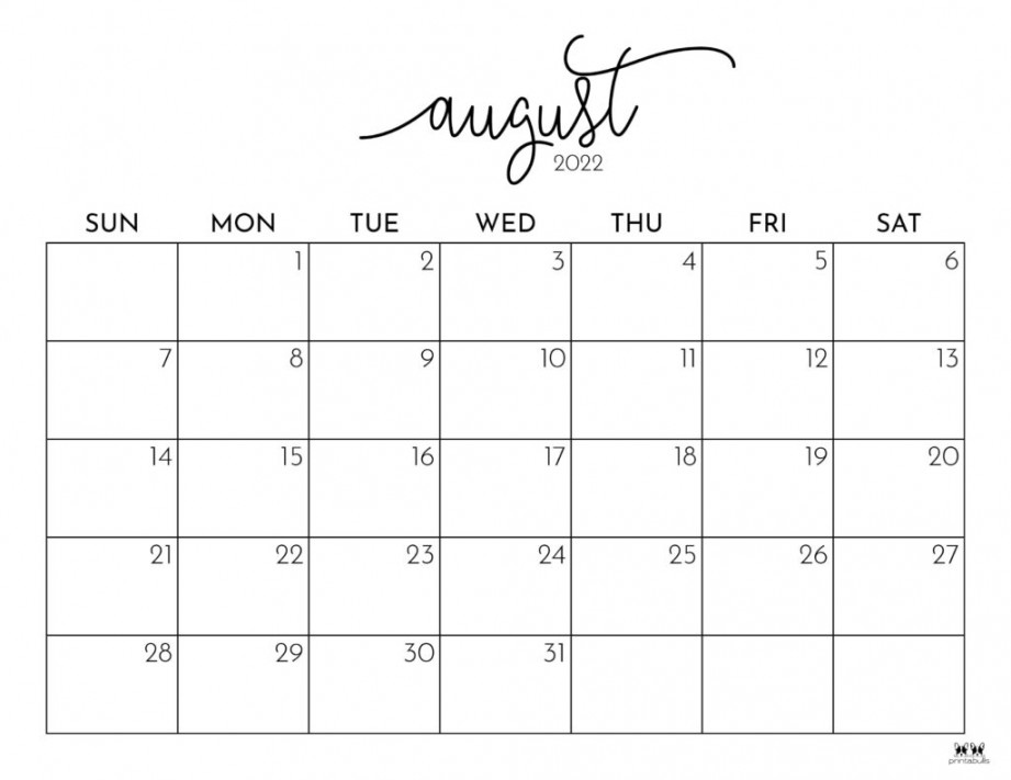 August Calendars FREE Printables Printabulls
