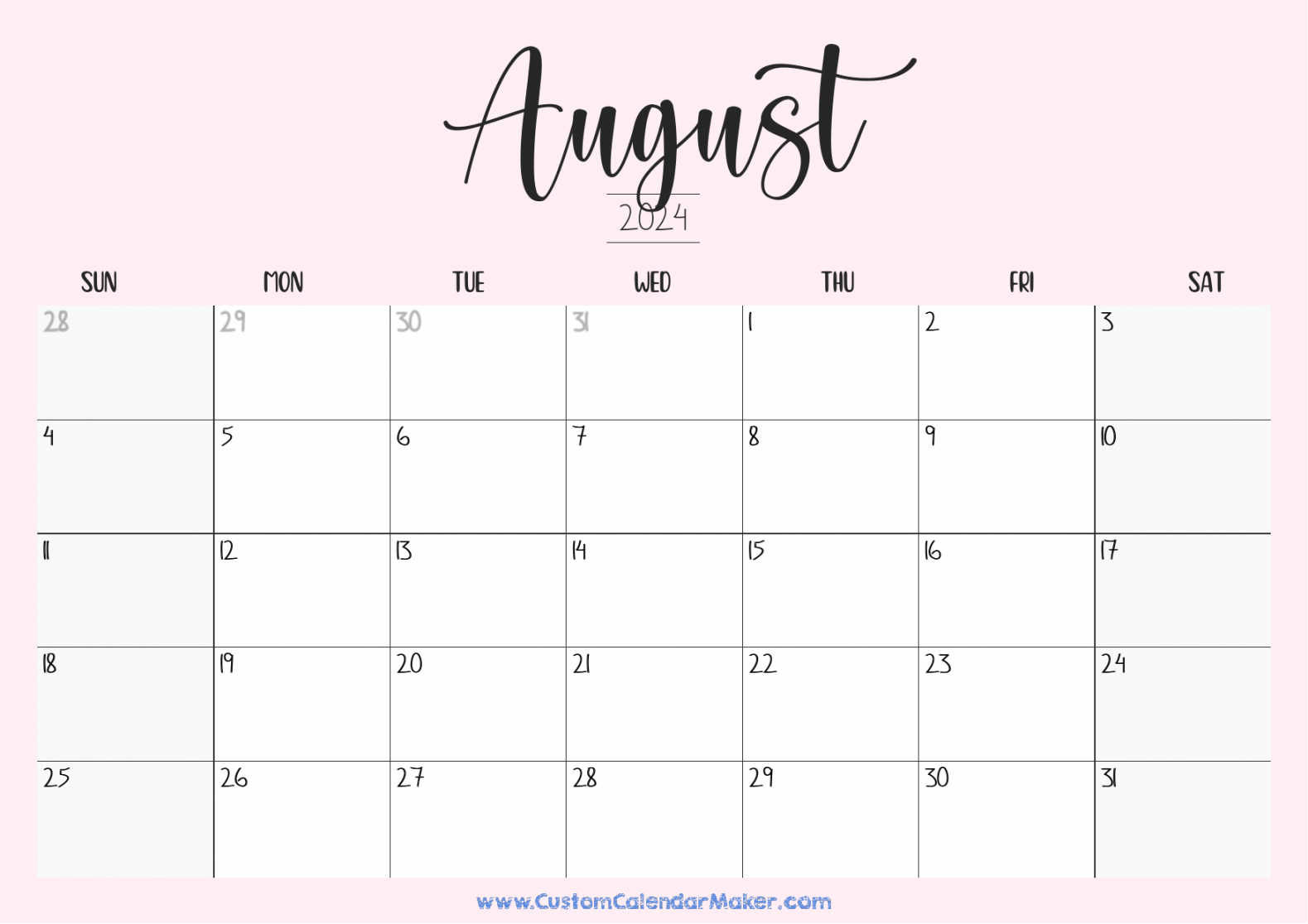 August Printable Calendar ( Free Templates + PDF)