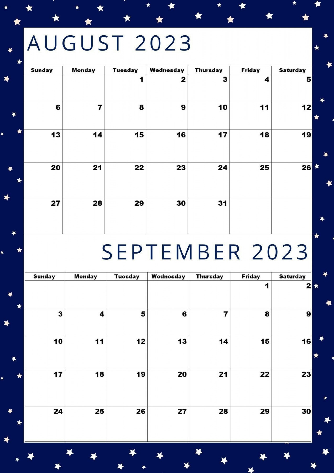 August September Calendar Etsy