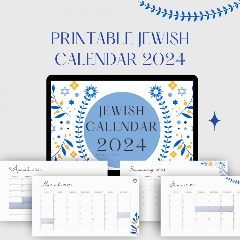 Beautiful Jewish Calendar Monthly Planner Printable for Notes Etsy