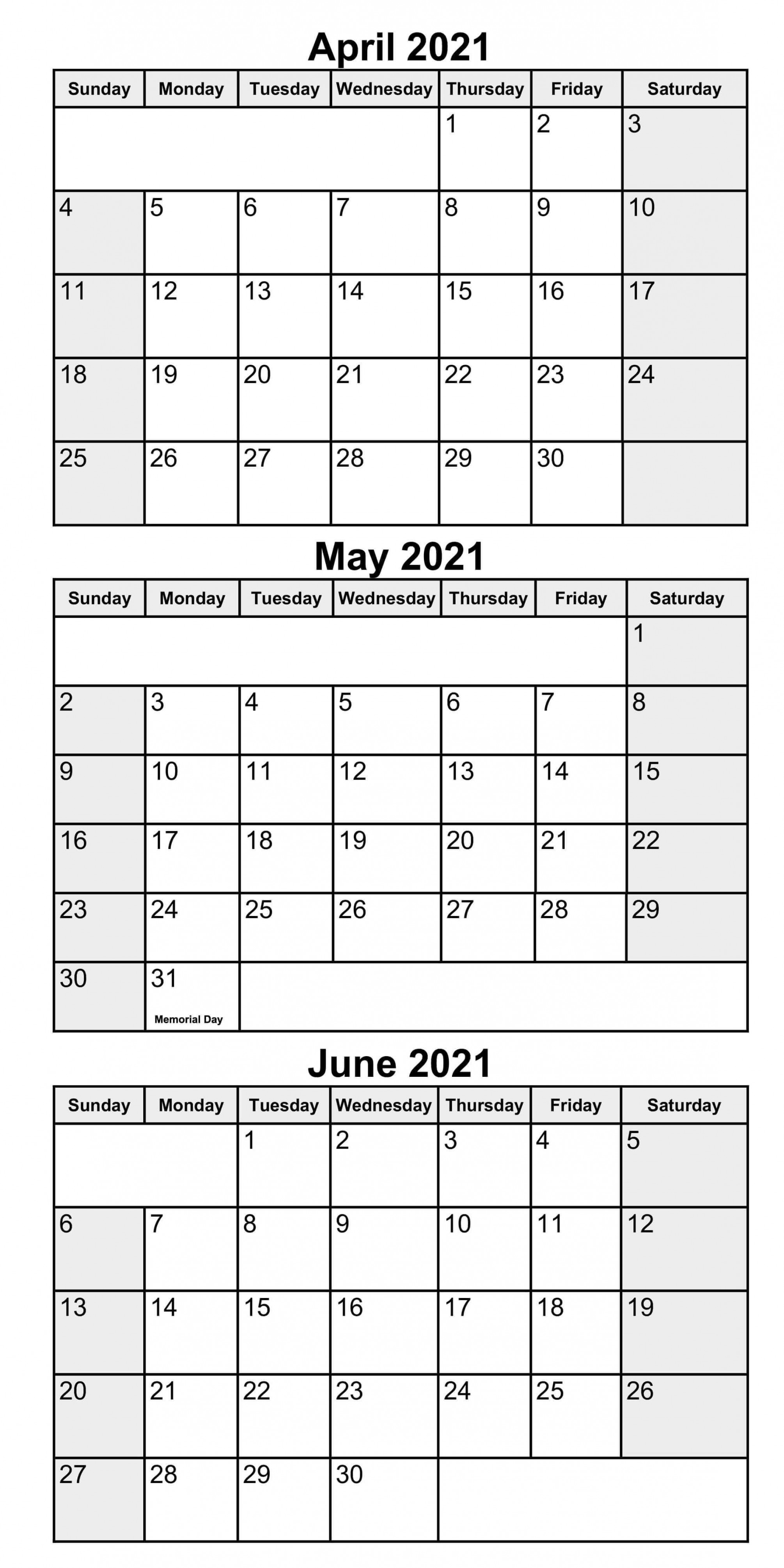 Blank April May June Calendar Template Calendar template