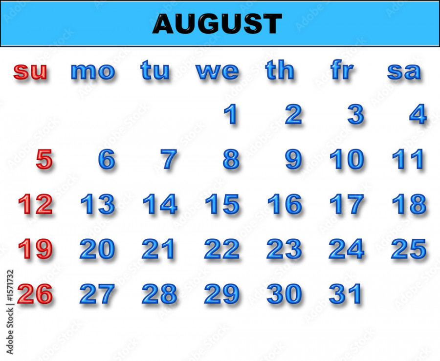 calendar for (august) Stock Illustration Adobe Stock