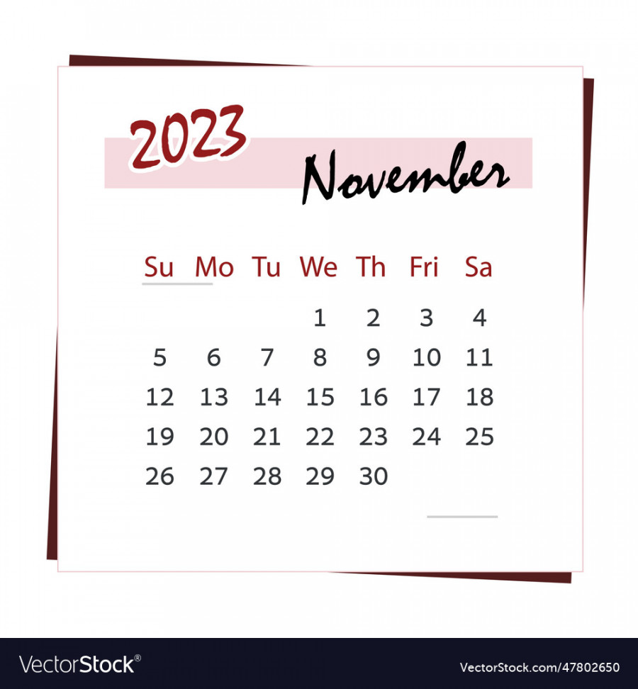 Calendar for month of november square Vector Image