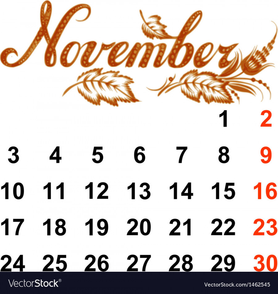 Calendar november Royalty Free Vector Image