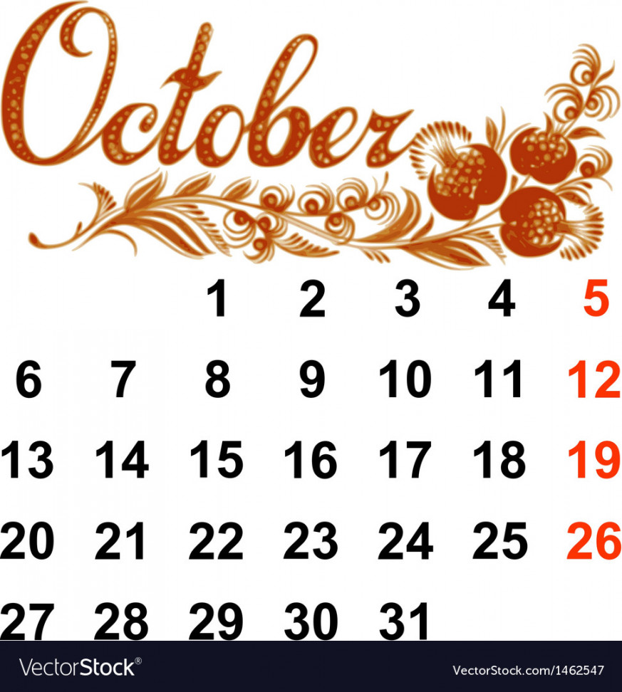 Calendar october Royalty Free Vector Image