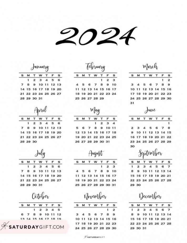 Calendar Printable Cute & Free Yearly Calendar