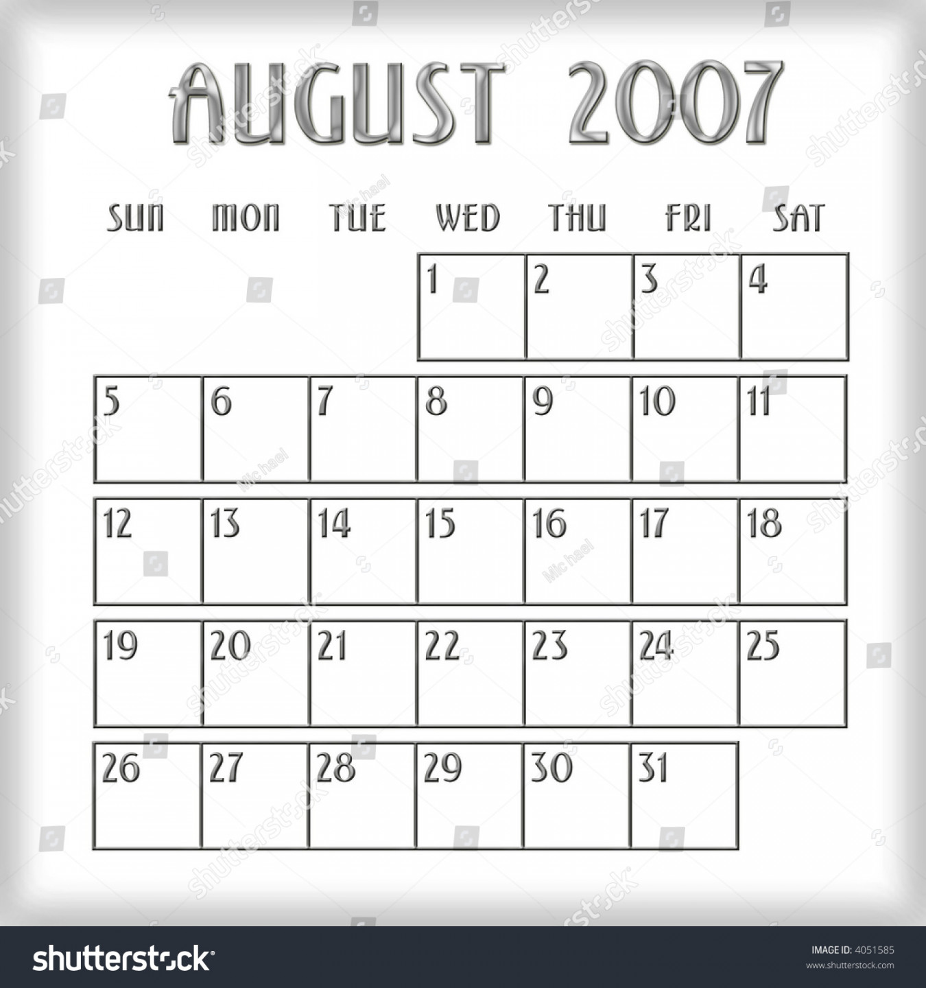 d August Agenda Calendar Stock Illustration