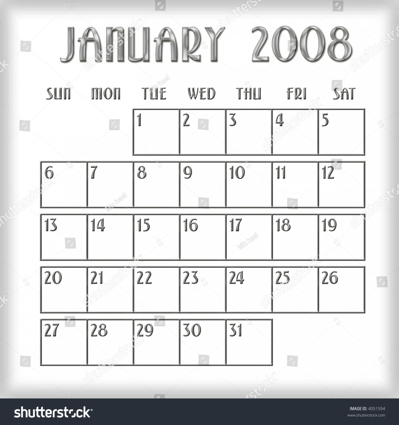 d January Agenda Calendar Stock Illustration