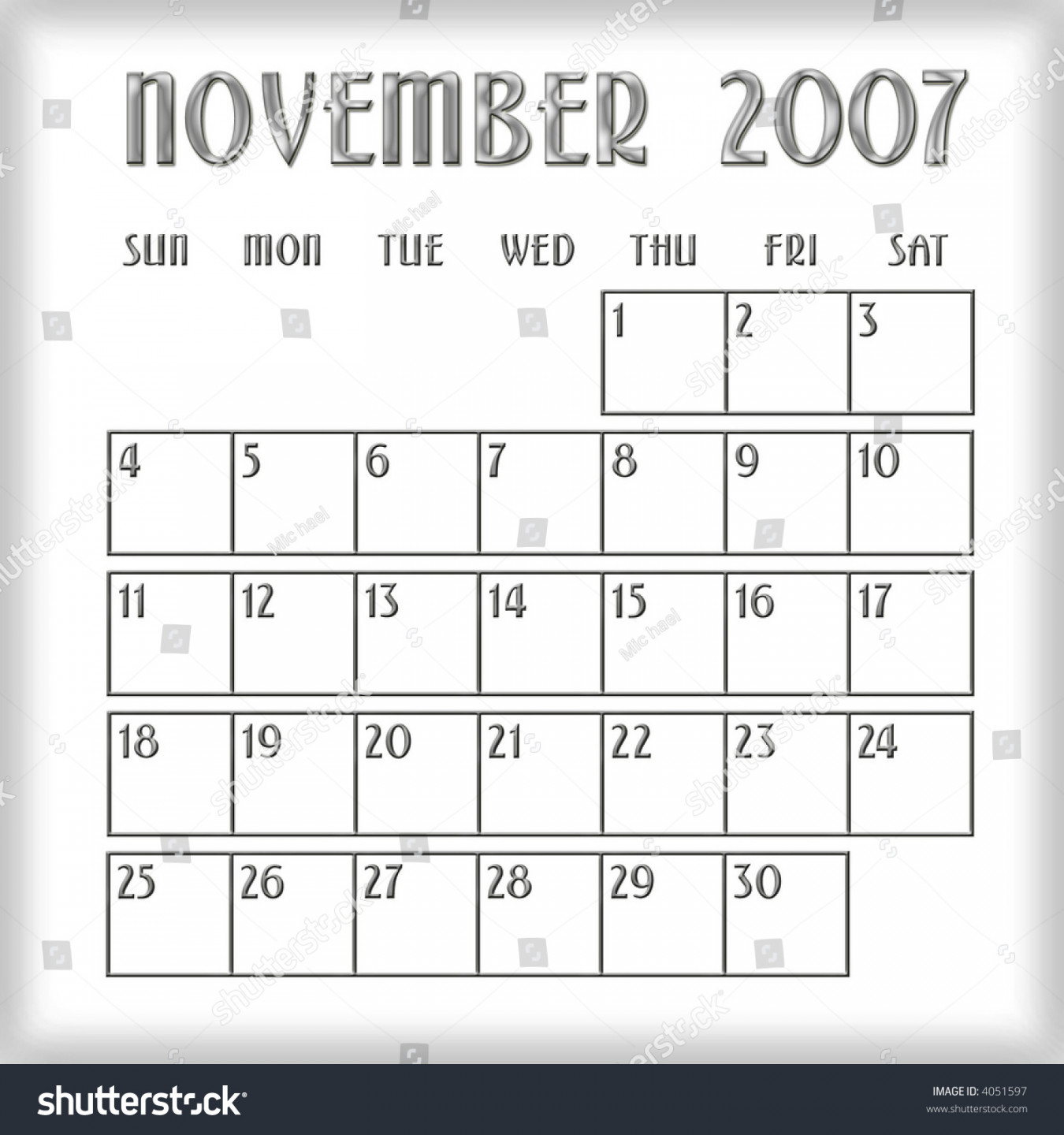 d November Agenda Calendar Stock Illustration