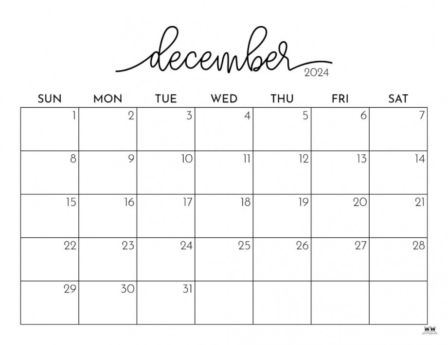 December Calendars FREE Printables Printabulls