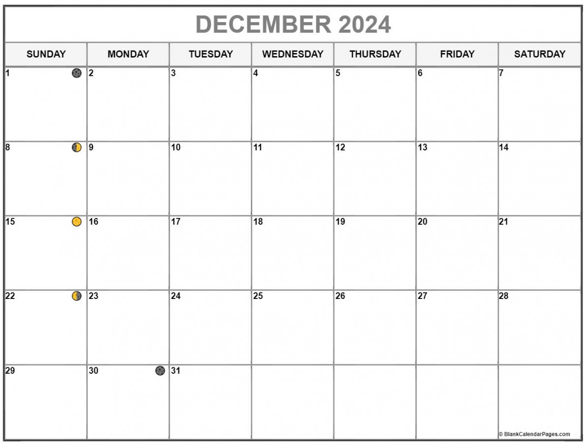 December Lunar Calendar Moon Phase Calendar