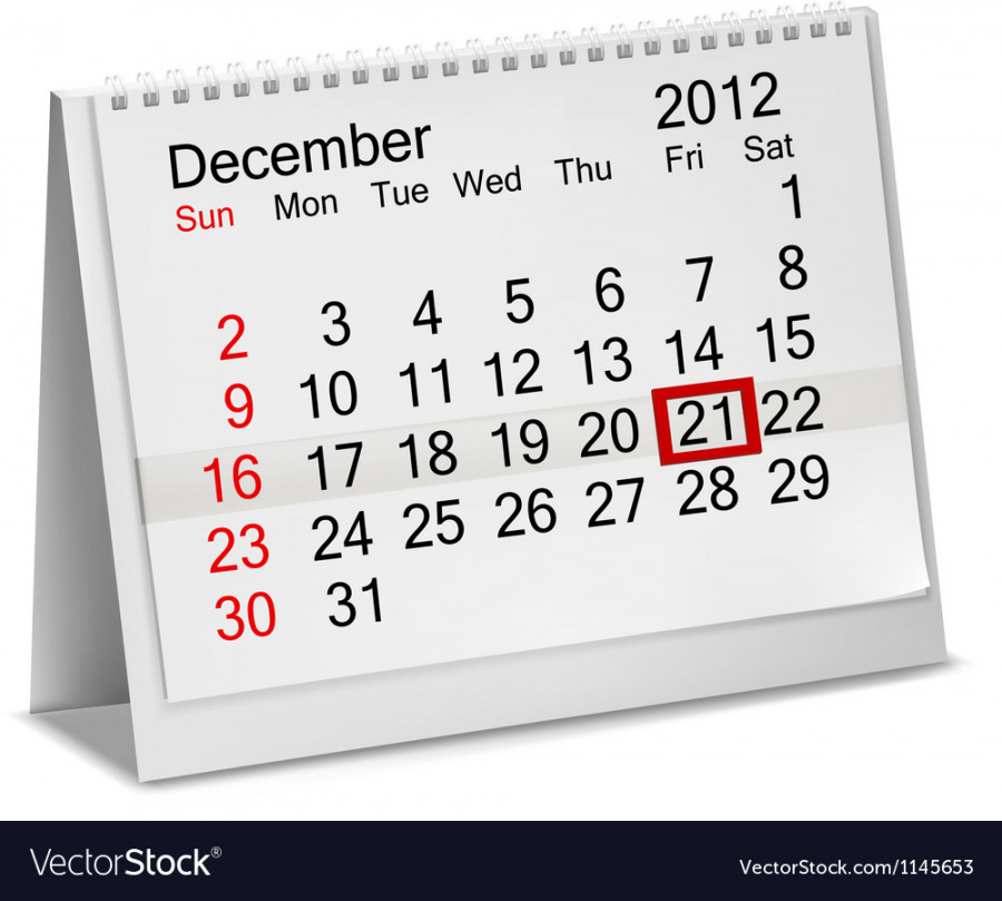 Desktop calendar december Royalty Free Vector Image