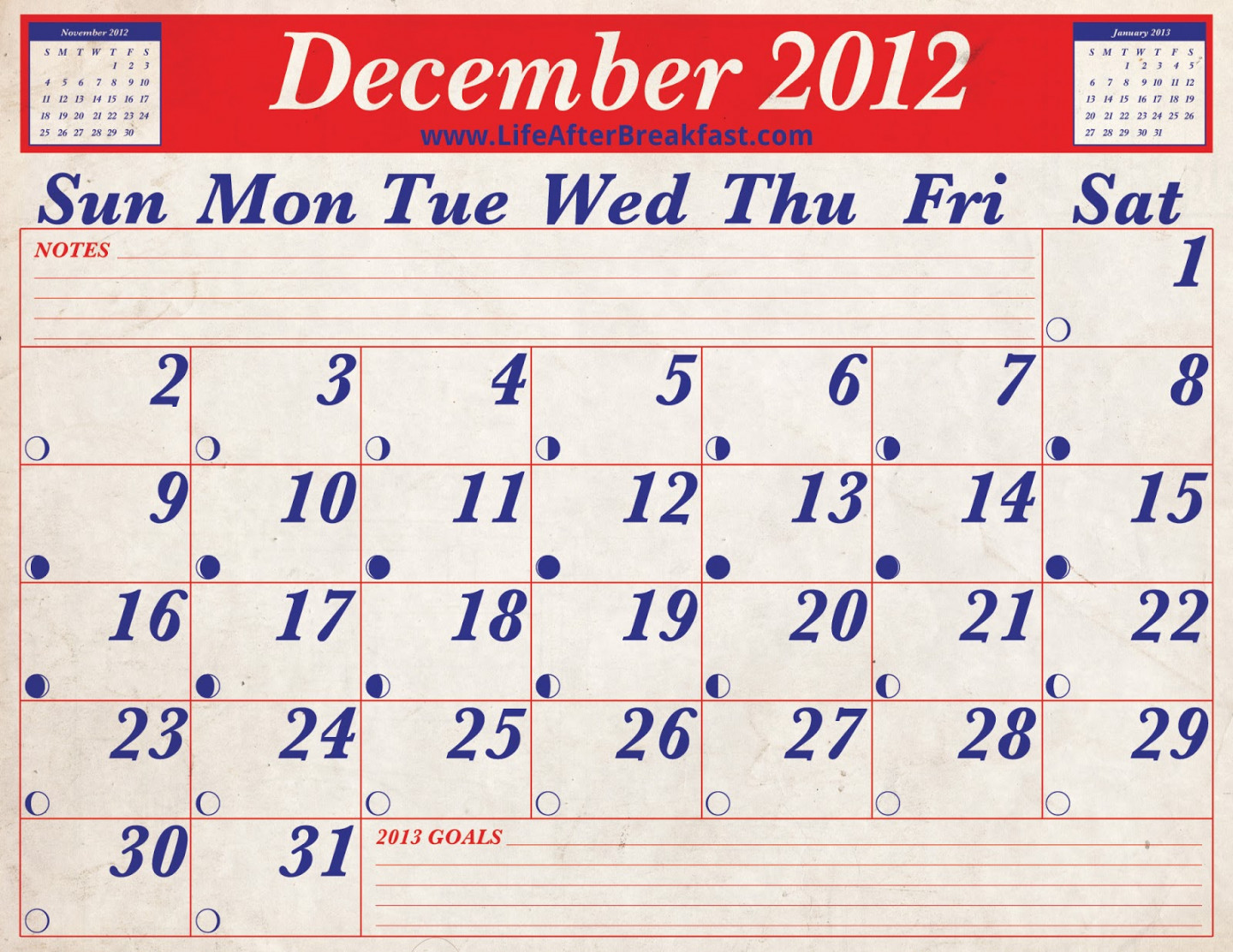 Download: December Printable Calendar Life After Breakfast
