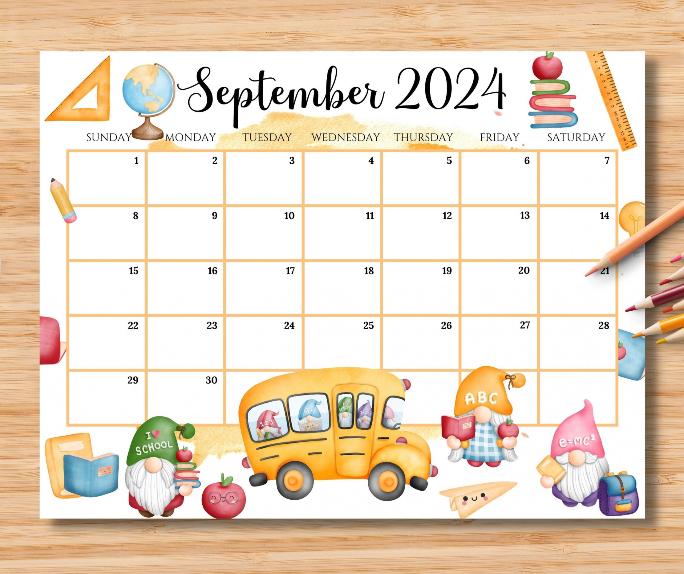 EDITABLE September Calendar, Back to School Planner With Cute