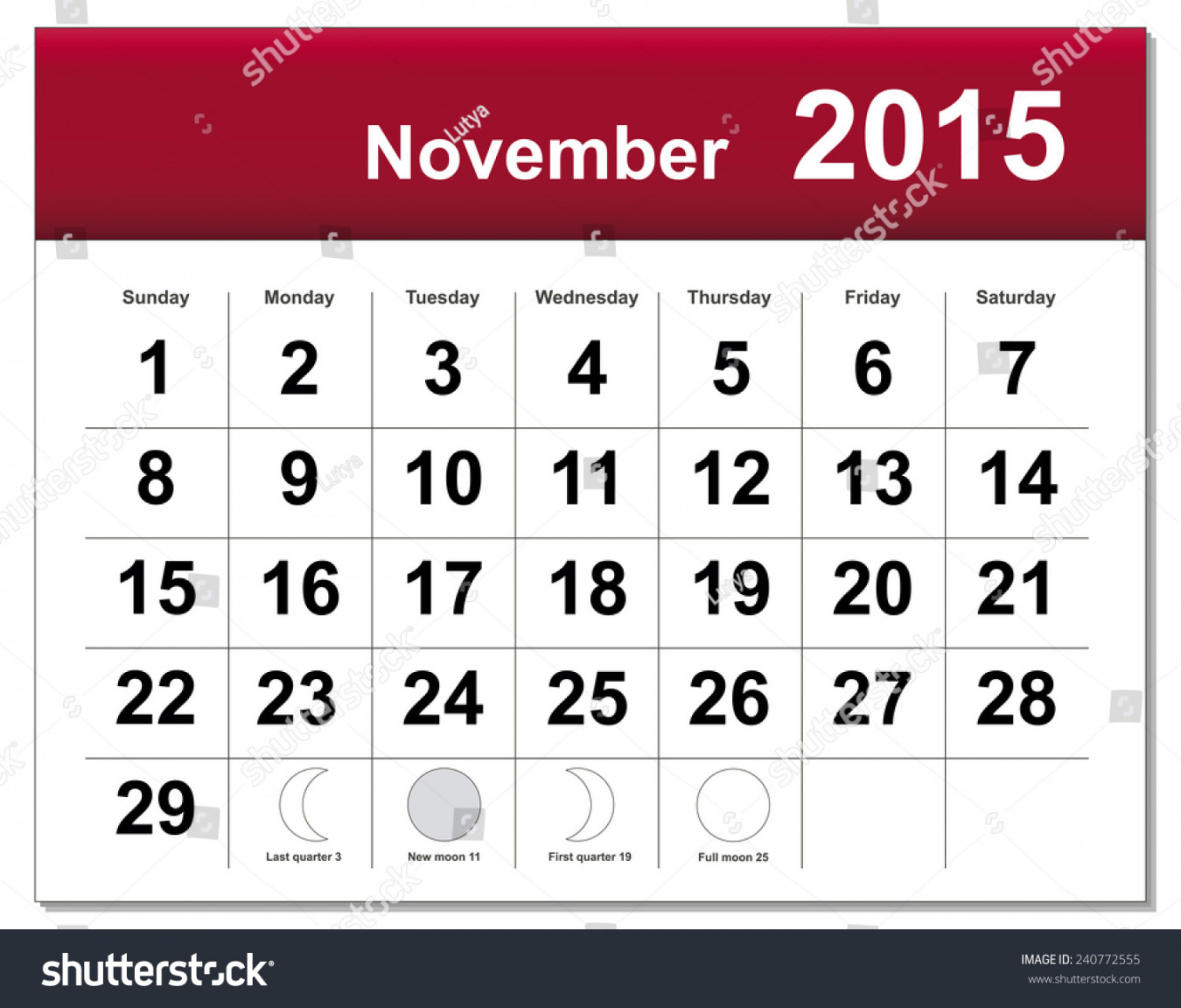 Eps File November Calendar Eps Stock Vector (Royalty Free