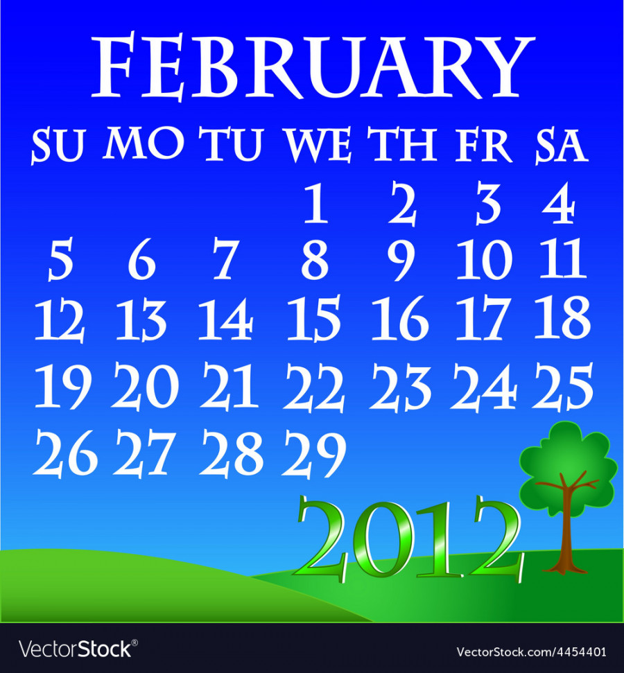 February landscape calendar Royalty Free Vector Image