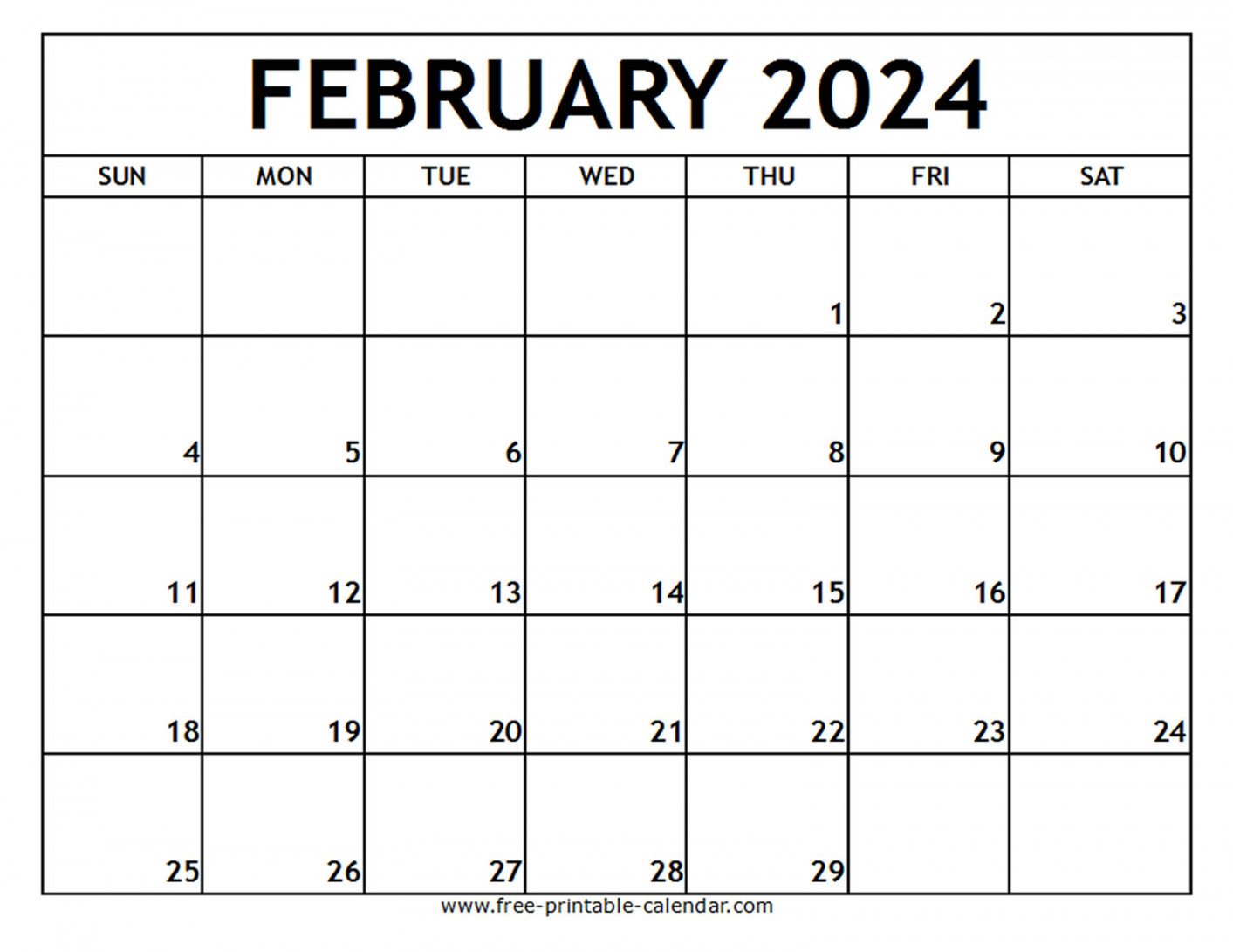 February Printable Calendar Free printable calendar