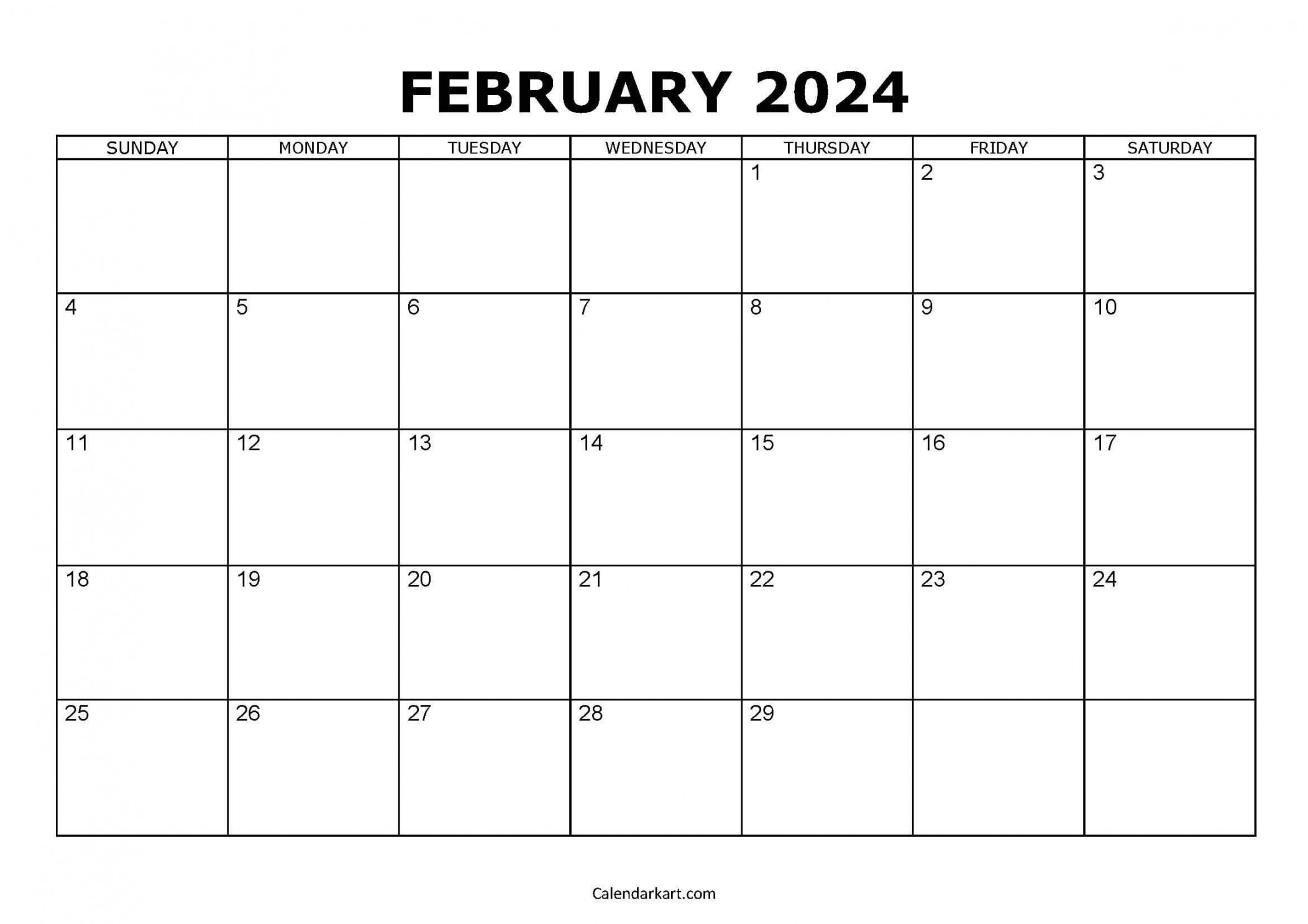 Free & Cute printable February Calendar CalendarKart