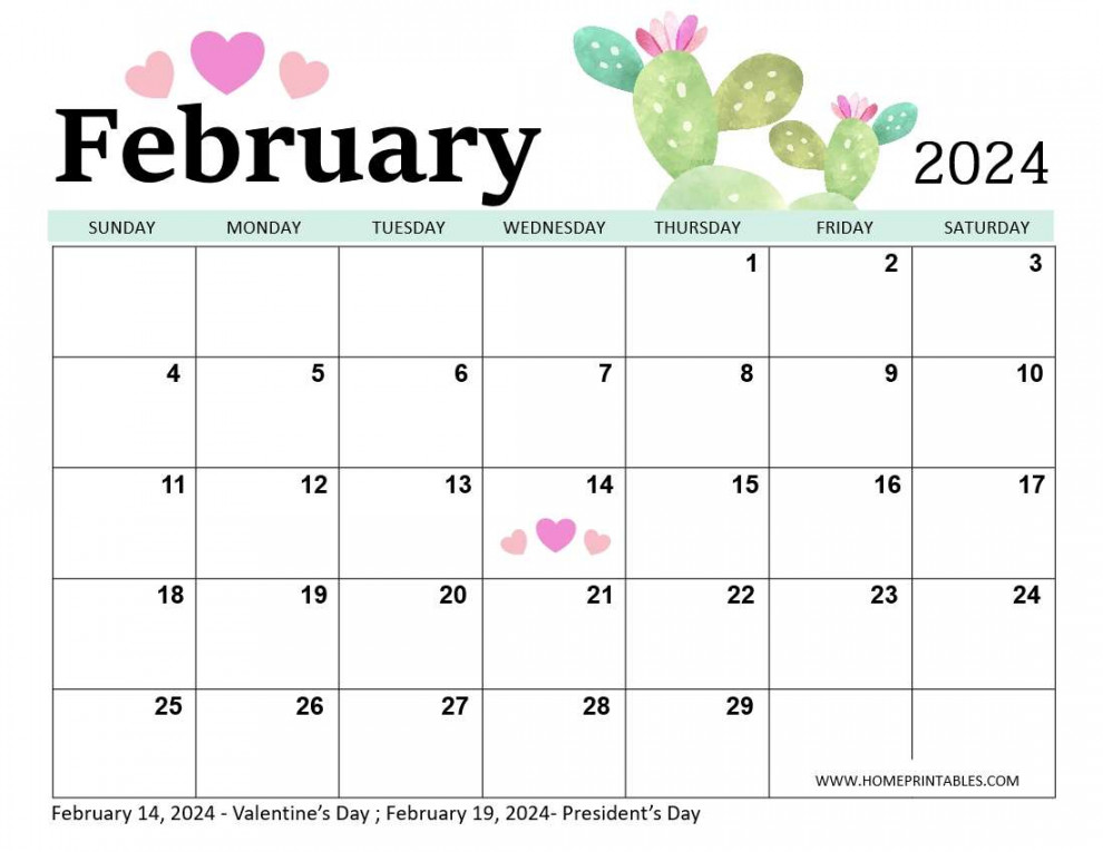 Free Printable February Calendar Get Stylish Calendars!