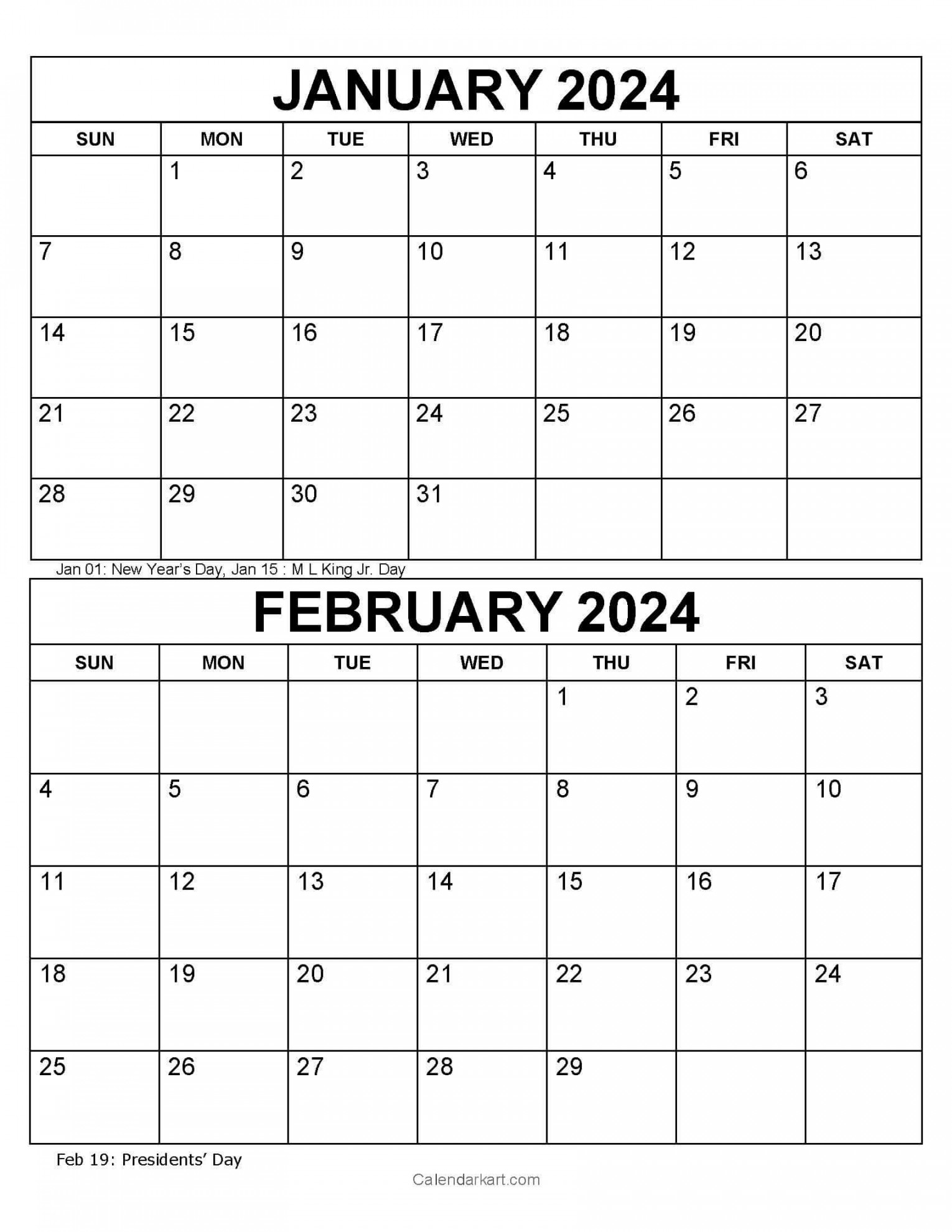 Free Printable January February Calendar CalendarKart