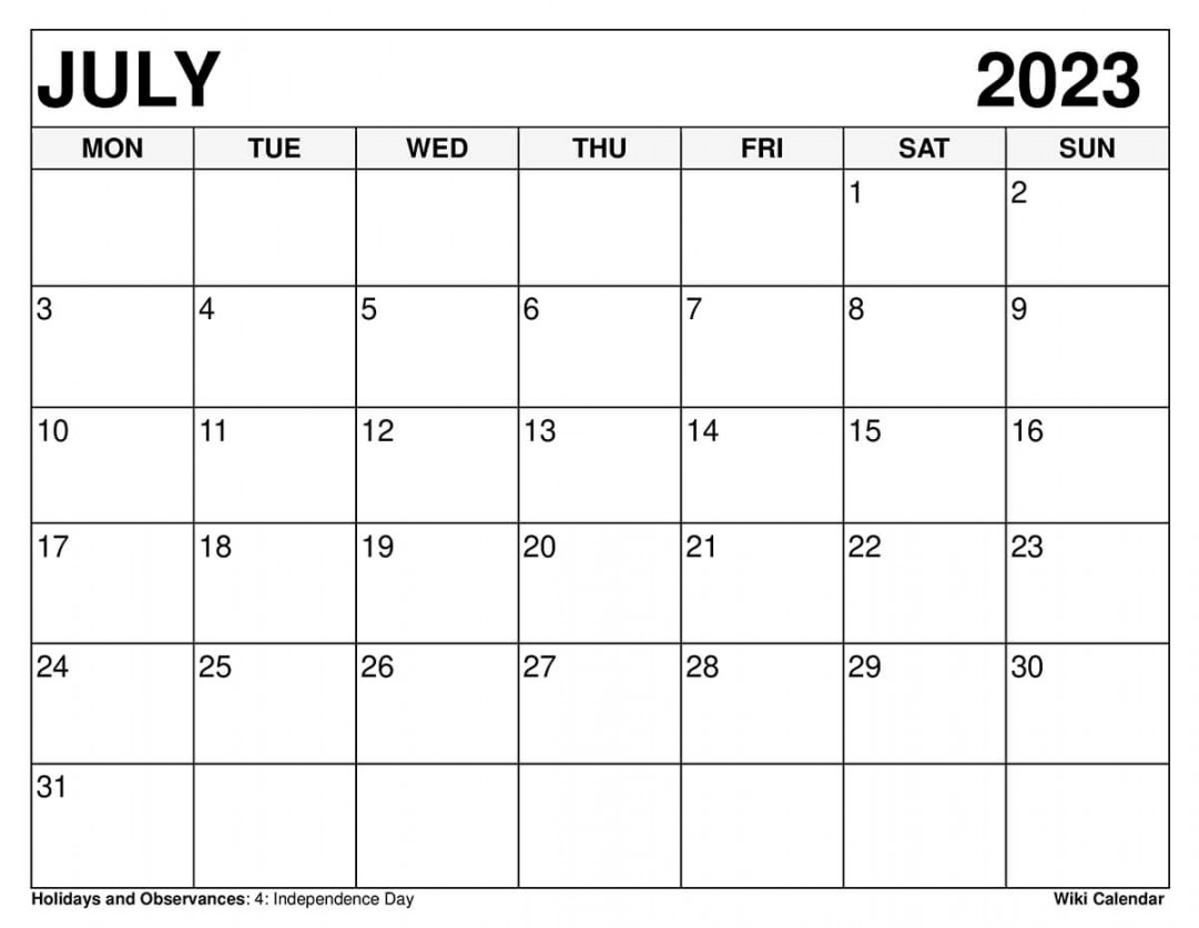 Free Printable July Calendar Templates With Holidays Wiki Calendar