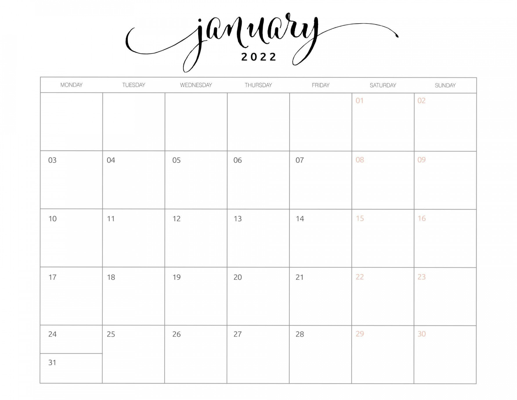 Free Printable Minimalist January Calendars That You Need In