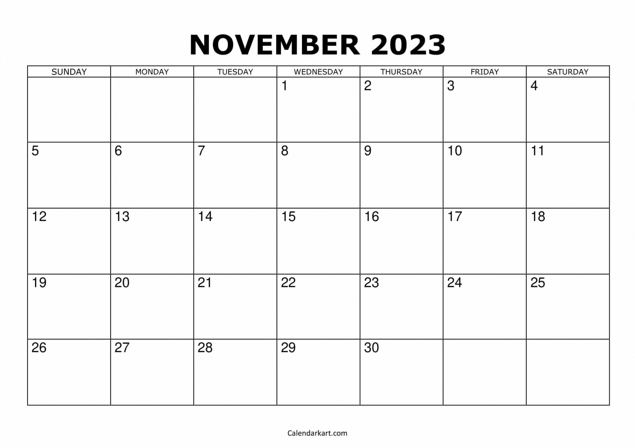 Free Printable November Calendars CalendarKart