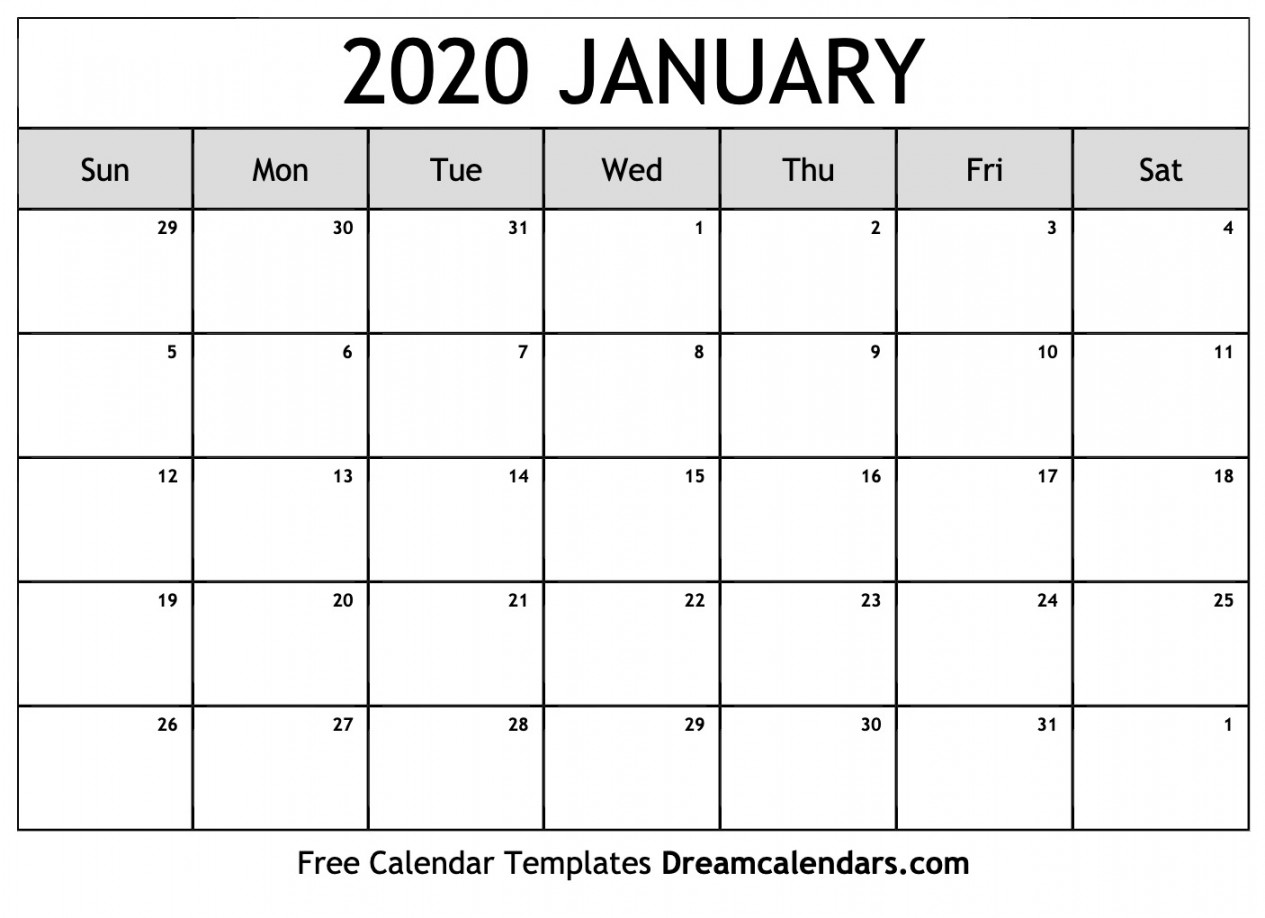 January calendar Free blank printable with holidays