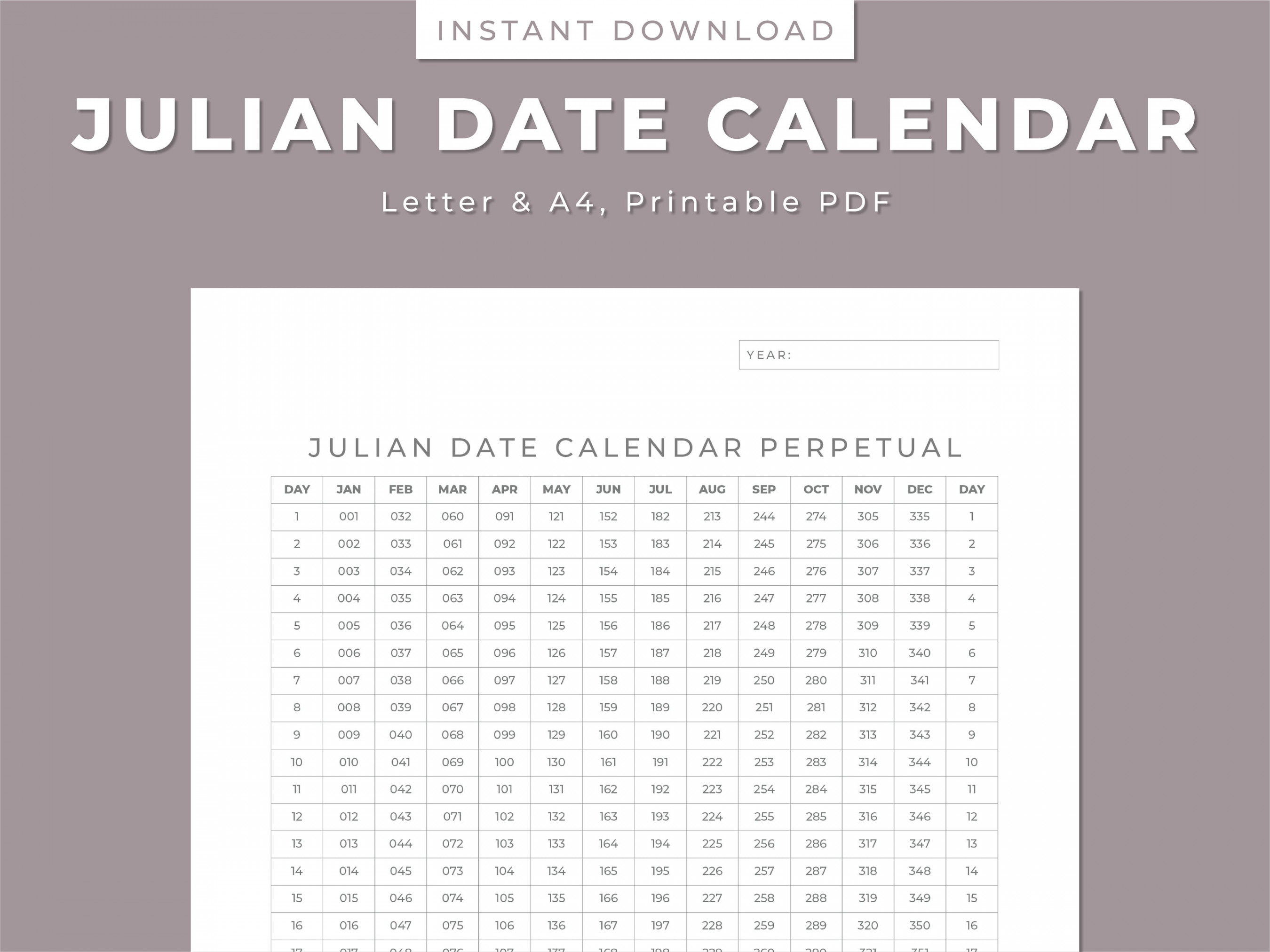 Julian Date Calendar, Project Management, Perpetual/leap Yr