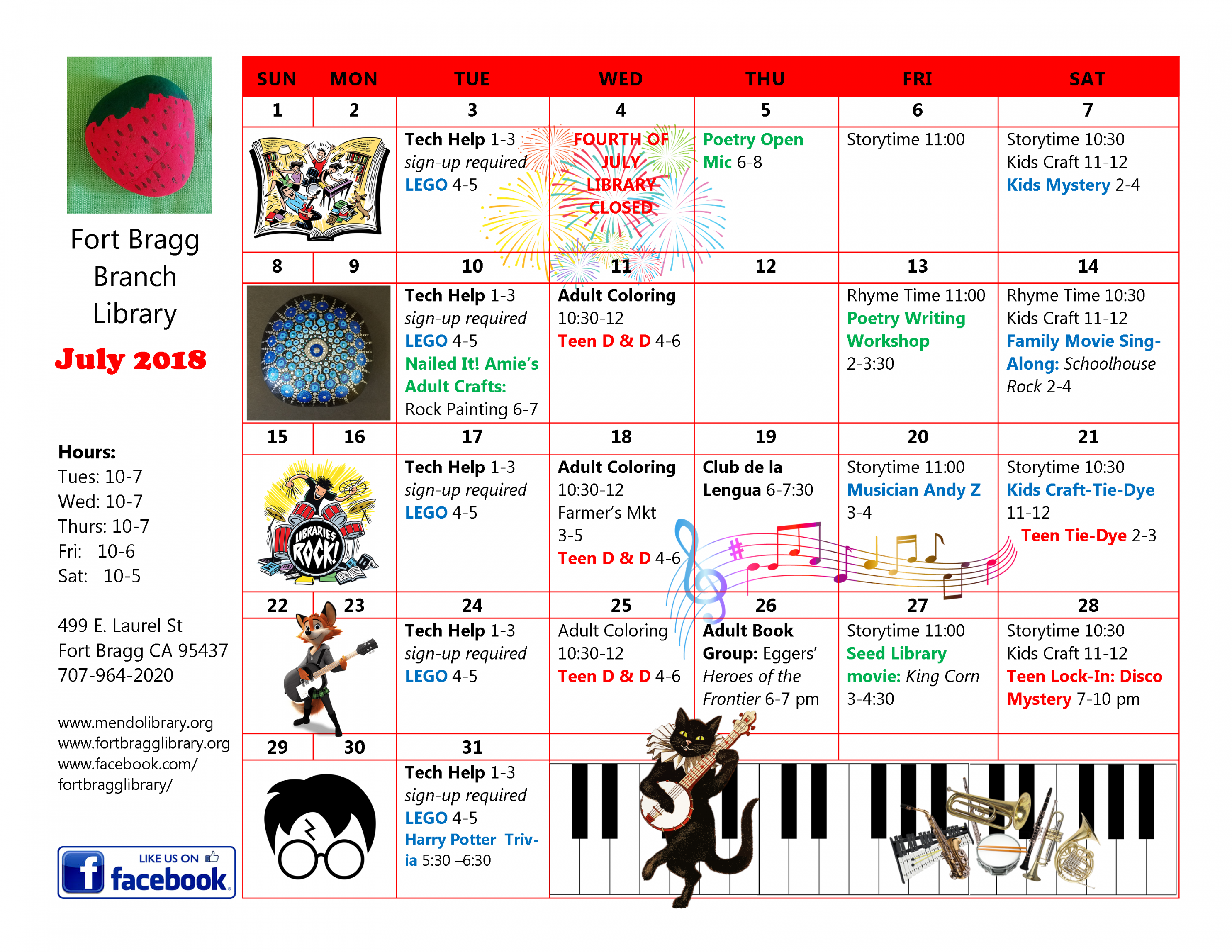 July Calendar of Events Fort Bragg Library