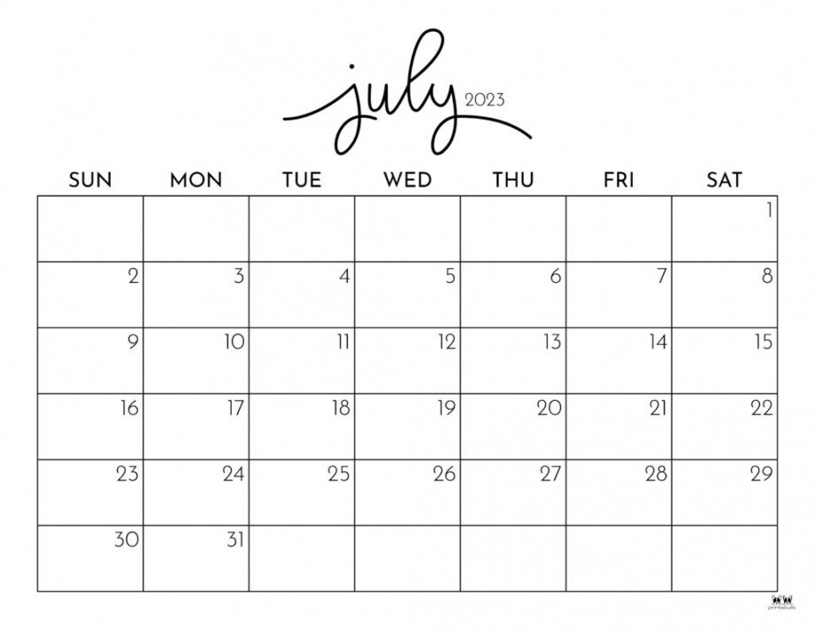 July Calendars FREE Printables Printabulls