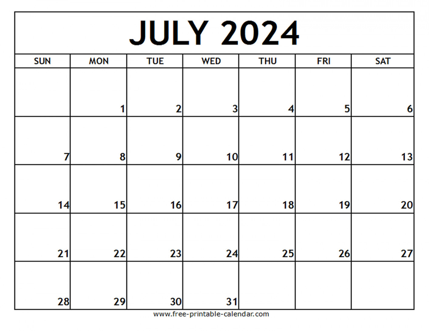 July Printable Calendar Free printable calendar