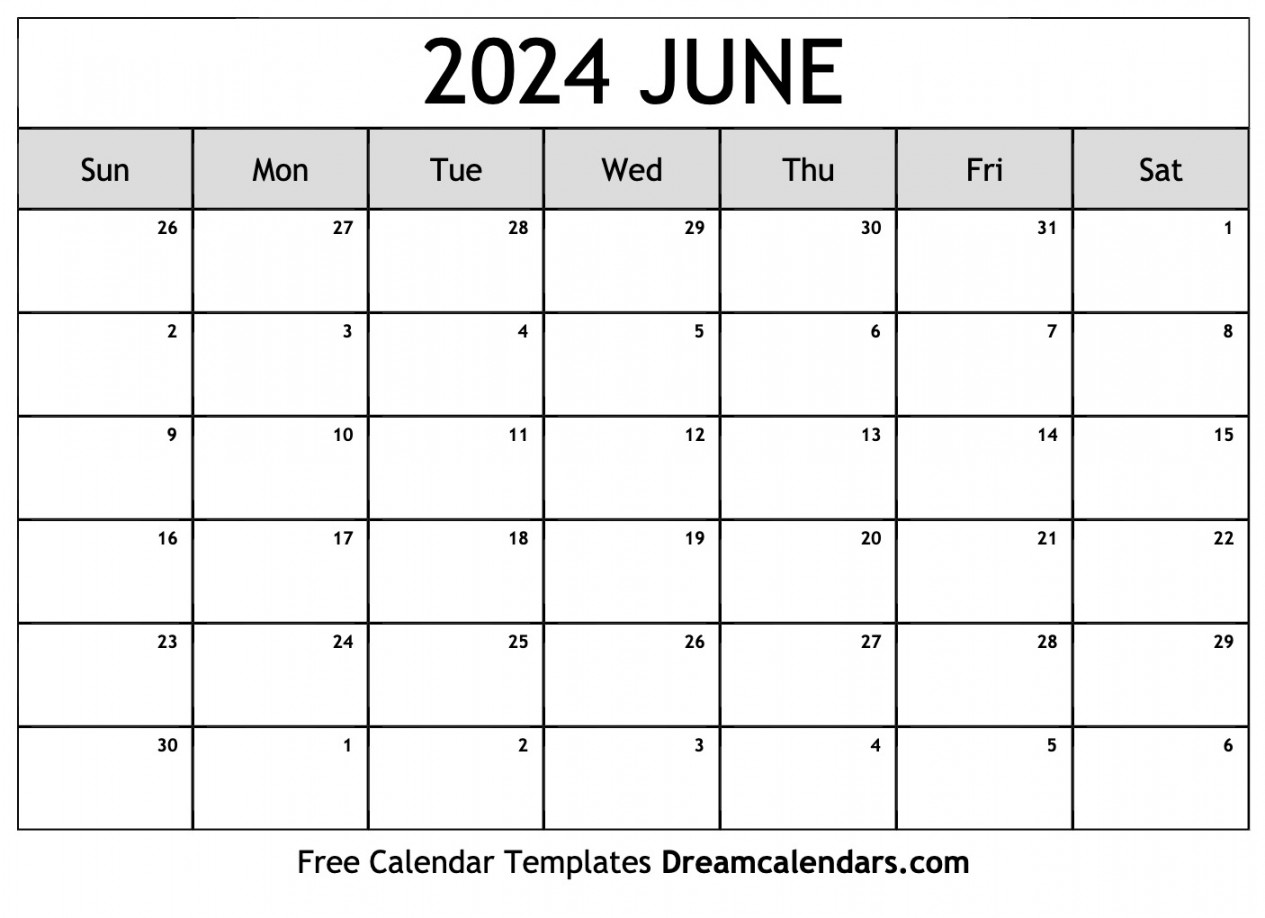 June calendar Free blank printable with holidays
