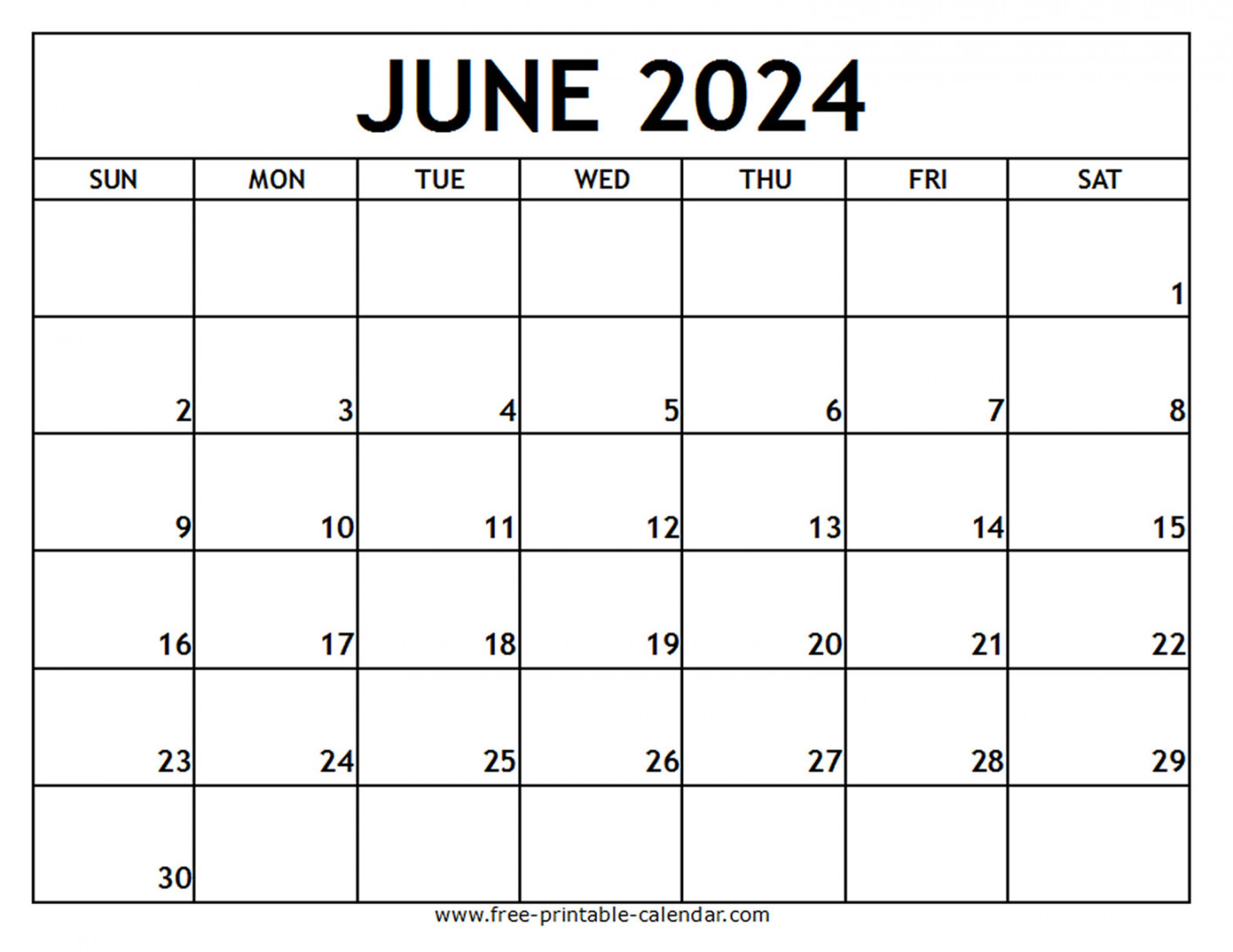 June Printable Calendar Free printable calendar