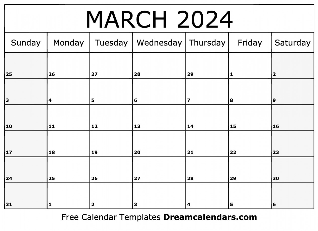 March calendar Free blank printable with holidays