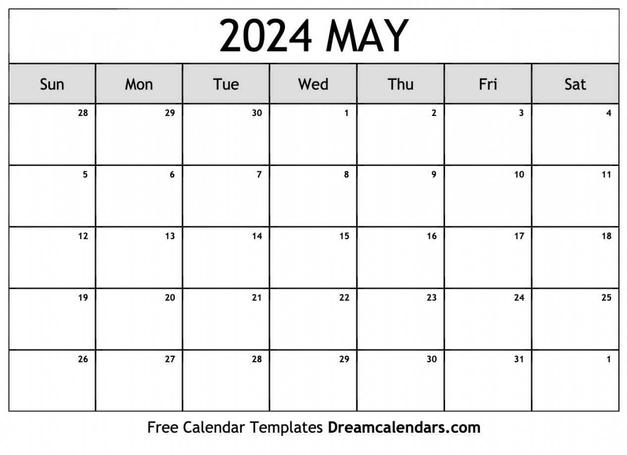 May calendar Free blank printable with holidays