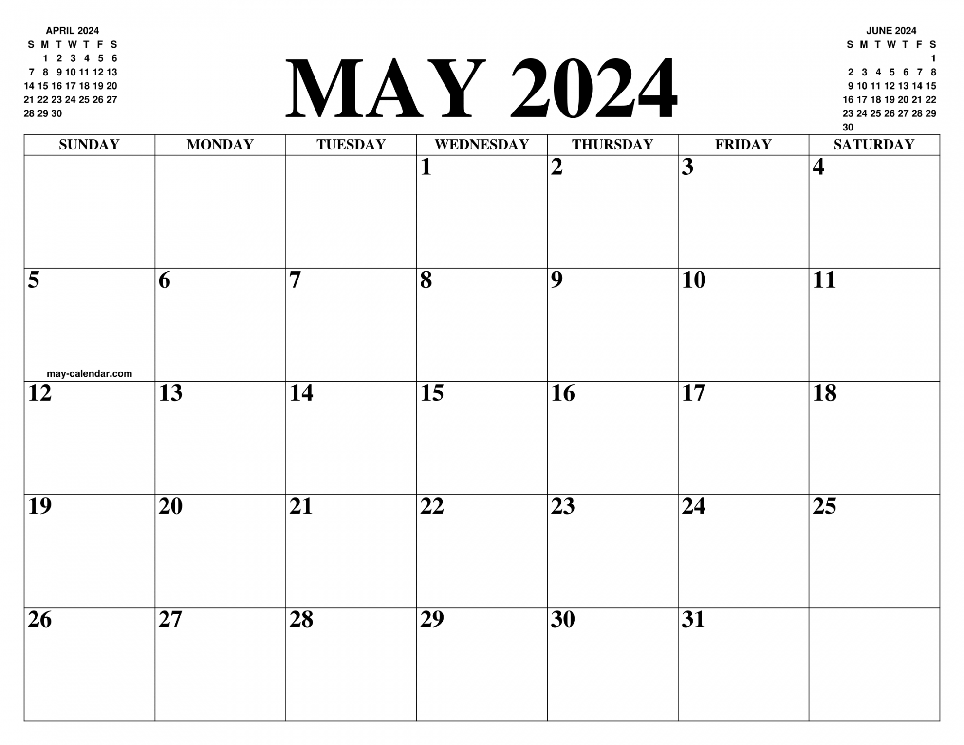 MAY CALENDAR OF THE MONTH: FREE PRINTABLE MAY CALENDAR