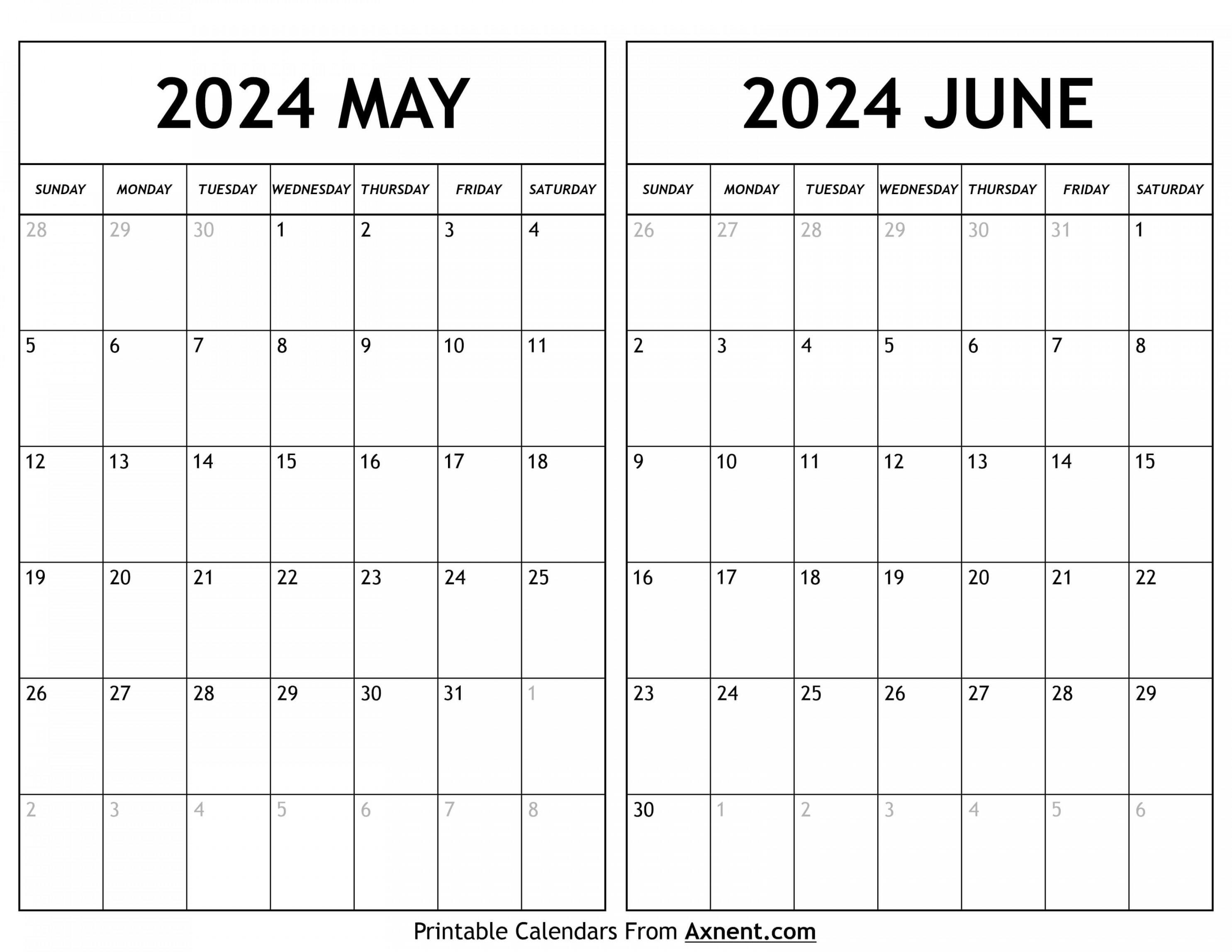 May June Calendar Templates Two Months
