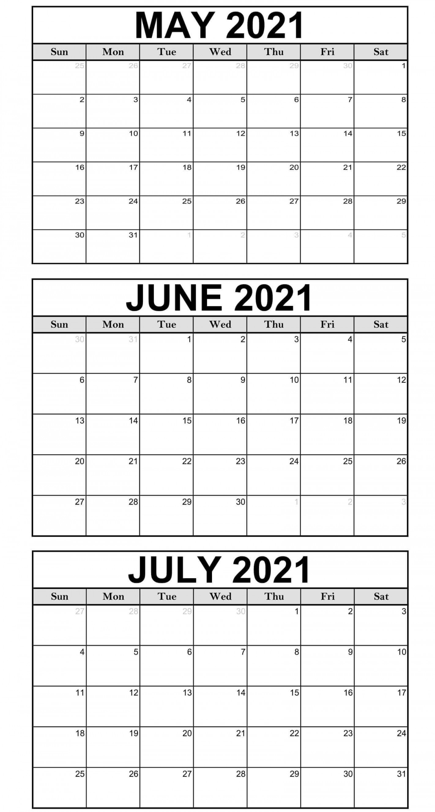 May June July Calendar Printable Template Calendar template