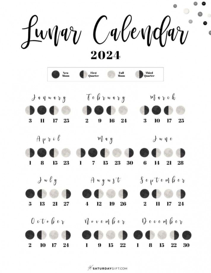 Moon Phase Calendar Cute & Free Printable Lunar Calendar