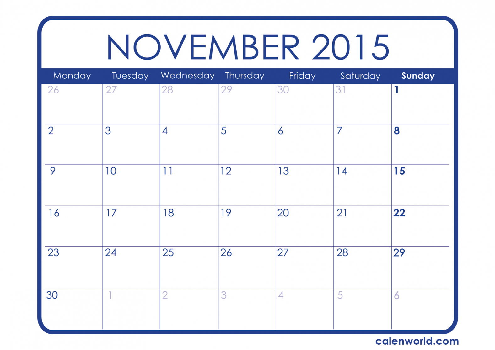November Calendar Printable Calendars