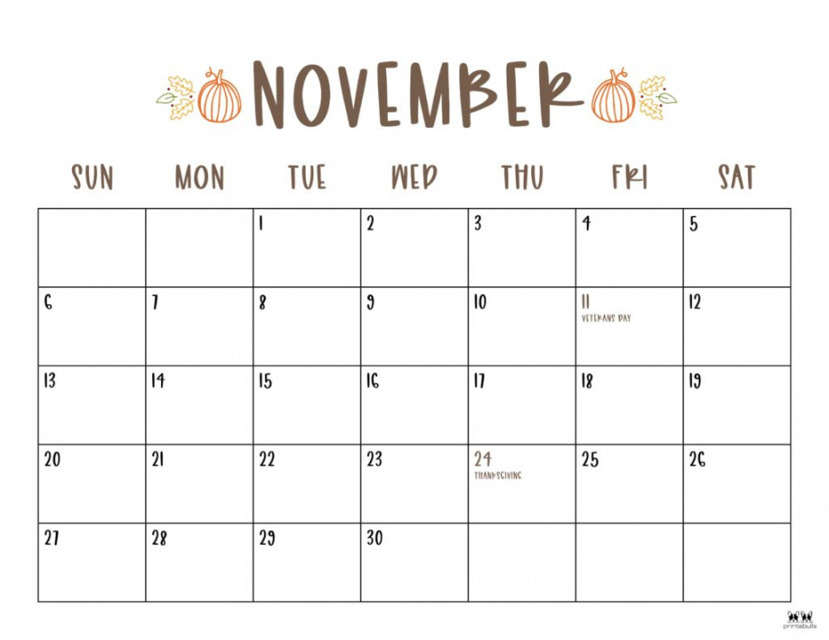 November Calendars FREE Printables Printabulls