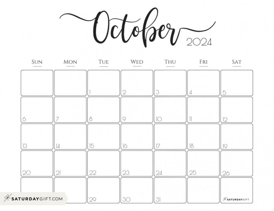 October Calendar Cute & FREE Printables SaturdayGift
