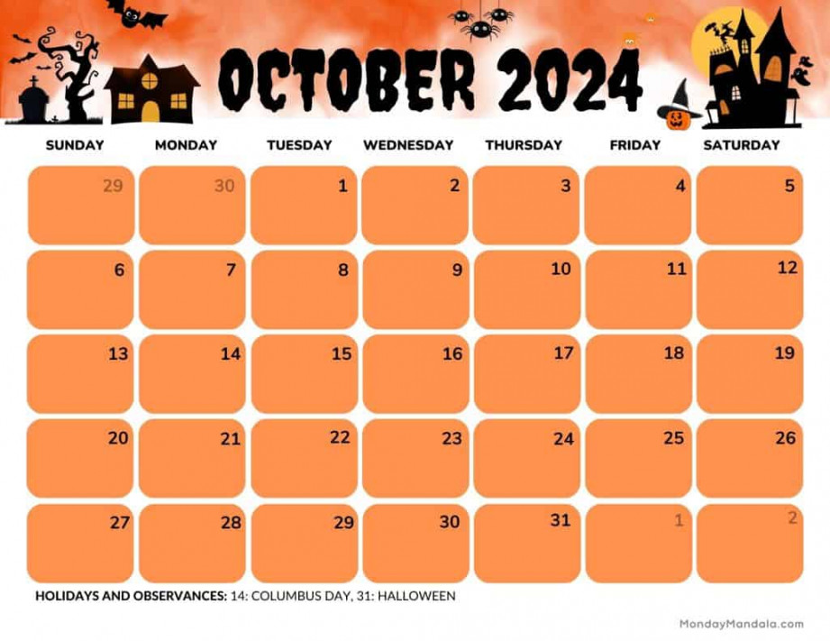 October Calendars ( Free PDF Printables)