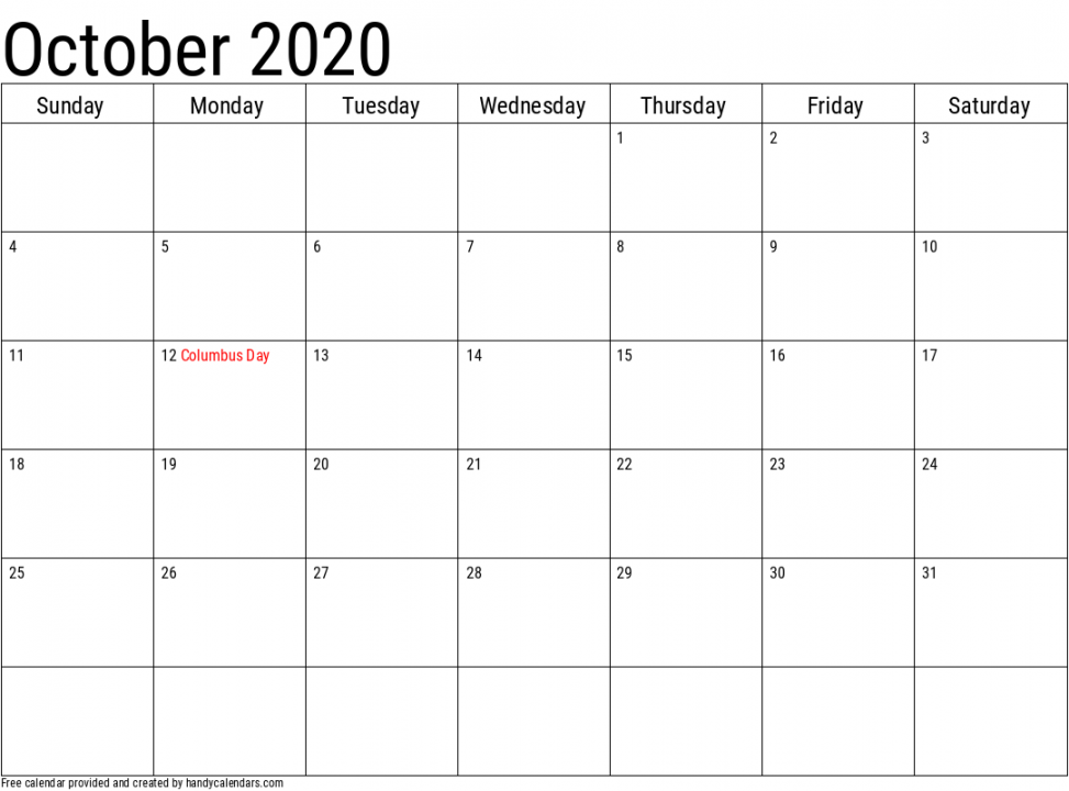 October Calendars Handy Calendars